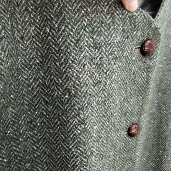 TRIONA Women's Size 100% Pure New Wool Chevron Suit Blazer Skirt Set - Picture 3 of 16